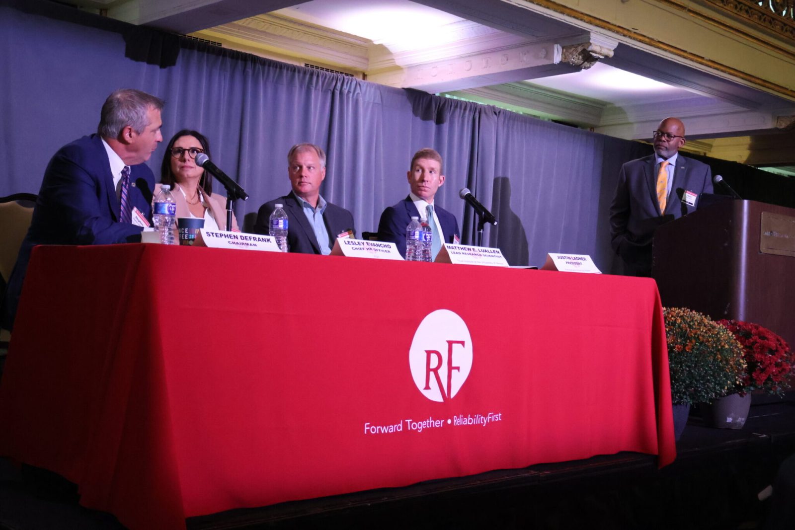 Keynote speakers from the 2023 ReliabilityFirst Fall Workshop participate in a panel discussion.