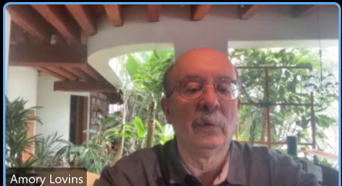 Amory Lovins presents during the February 2024 edition of Technical Talk with RF.
